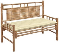 vidaXL Gartenbank mit Auflage 120 cm Bambus