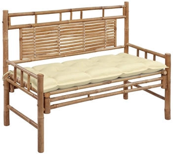 vidaXL Gartenbank mit Auflage Bambus Cremeweiß 120 cm