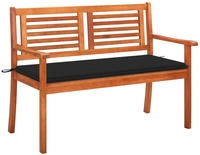 vidaXL 2-Sitzer-Gartenbank mit Auflage 120 cm Massivholz Eukalyptus