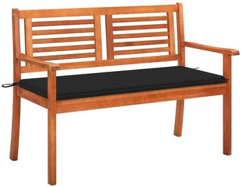 vidaXL 2-Sitzer-Gartenbank mit Auflage 120 cm Massivholz Eukalyptus Schwarz