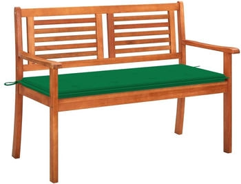 vidaXL 2-Sitzer-Gartenbank mit Auflage 120 cm Massivholz Eukalyptus Grün