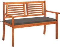 vidaXL 2-Sitzer-Gartenbank mit Auflage 120 cm Massivholz Eukalyptus