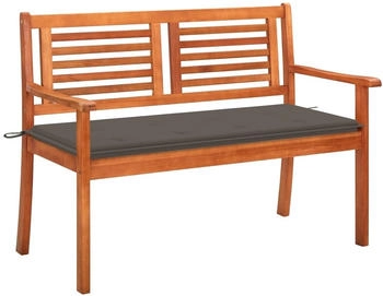 vidaXL 2-Sitzer-Gartenbank mit Auflage 120 cm Massivholz Eukalyptus Taupe