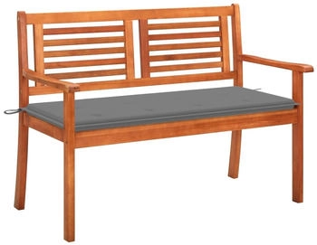vidaXL 2-Sitzer-Gartenbank mit Auflage 120 cm Massivholz Eukalyptus Grau