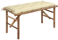 vidaXL Klappbare Gartenbank mit Auflage 118 cm Bambus