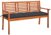 vidaXL 3-Sitzer-Gartenbank mit Auflage 150 cm Massivholz Eukalyptus