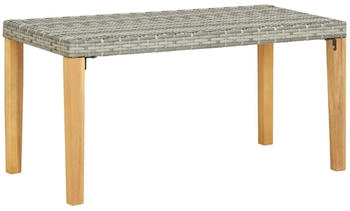 furnicato Gartenbank 120 cm Grau Poly Rattan und Massivholz Akazie