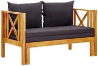 vidaXL 2-Sitzer-Gartenbank mit Kissen 122 cm Massivholz Akazie