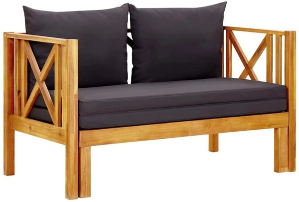 vidaXL 2-Sitzer-Gartenbank mit Kissen 122 cm Massivholz Akazie