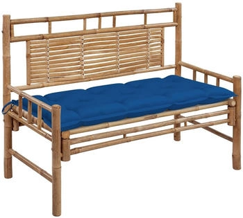 vidaXL Gartenbank mit Auflage Bambus Blau 120 cm