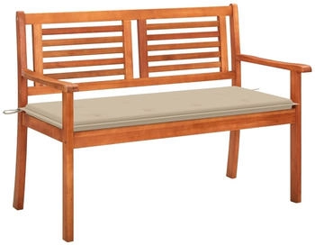 vidaXL 2-Sitzer-Gartenbank mit Auflage 120 cm Massivholz Eukalyptus Beige