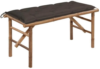 vidaXL Klappbare Gartenbank mit Auflage 118 cm Bambus Taupe 118 x 38 x 45 cm