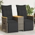 vidaXL Gartensofa 2-Sitzer Verstellbar mit Tisch Grau Poly Rattan (365723) grau