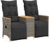vidaXL Gartensofa 2-Sitzer Verstellbar mit Tisch Grau Poly Rattan (365723) grau