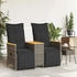 vidaXL Gartensofa 2-Sitzer Verstellbar mit Tisch Grau Poly Rattan (365723) grau