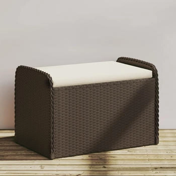 vidaXL Sitzbank mit Stauraum & Kissen Braun 80x51x52 cm Poly Rattan (365732) braun