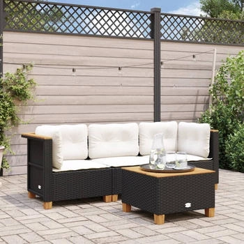 vidaXL Gartensofa mit Kissen 3-Sitzer Schwarz Poly Rattan (365917) schwarz vidaXL Gartensofa mit Kissen 3-Sitzer Schwarz Poly Rattan (365917) schwarz