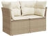 vidaXL Gartensofa mit Kissen 2-Sitzer Beige Poly Rattan (366075)