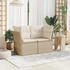 vidaXL Gartensofa mit Kissen 2-Sitzer Beige Poly Rattan (366075)
