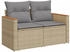 vidaXL Gartensofa mit Kissen 2-Sitzer Beige Poly Rattan (366109)