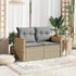 vidaXL Gartensofa mit Kissen 2-Sitzer Beige Poly Rattan (366109)