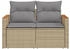 vidaXL Gartensofa mit Kissen 2-Sitzer Beige Poly Rattan (366109)