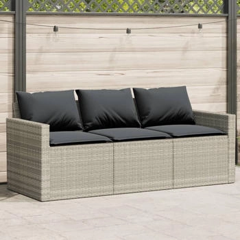 vidaXL Gartensofa mit Kissen 3-Sitzer Hellgrau Poly Rattan (366346) grau vidaXL Gartensofa mit Kissen 3-Sitzer Hellgrau Poly Rattan (366346) grau