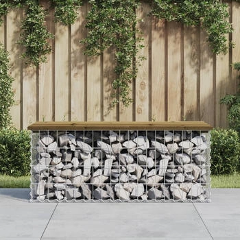 vidaXL Gartenbank aus Gabionen 103x44x42 cm Kiefernholz Imprägniert (834361)