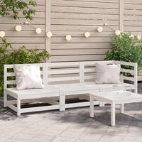vidaXL Gartensofa 3-Sitzer Wei&szlig; Massivholz Kiefer