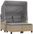 vidaXL Gartensofa 2-Sitzer mit Dach und Hockern Beige Poly Rattan (365785)