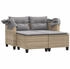 vidaXL Gartensofa 2-Sitzer mit Dach und Hockern Beige Poly Rattan (365785)