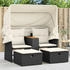 vidaXL Gartensofa 2-Sitzer mit Dach und Hockern Schwarz Poly Rattan (365800) schwarz