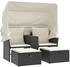 vidaXL Gartensofa 2-Sitzer mit Dach und Hockern Schwarz Poly Rattan (365800) schwarz