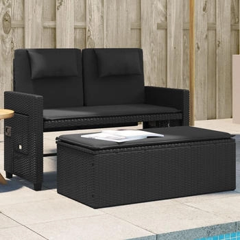vidaXL Gartenbank Verstellbar mit Kissen Schwarz Poly Rattan (365817) schwarz vidaXL Gartenbank Verstellbar mit Kissen Schwarz Poly Rattan (365817) schwarz