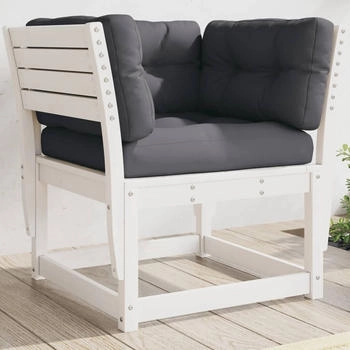 vidaXL Gartensofa mit Armlehnen und Kissen Wei&szlig; Massivholz Kiefer (844695) wei&szlig;
