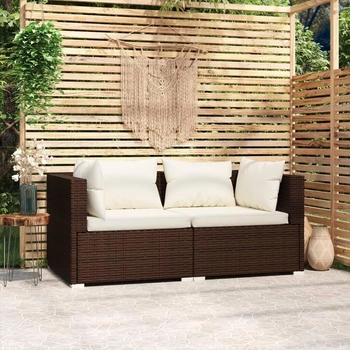 vidaXL 2-Sitzer-Sofa mit Kissen Braun Poly Rattan (317498) braun vidaXL 2-Sitzer-Sofa mit Kissen Braun Poly Rattan (317498) braun