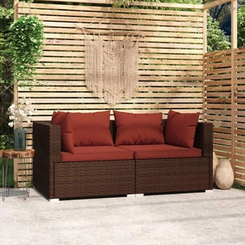 vidaXL 2-Sitzer-Sofa mit Kissen Braun Poly Rattan (317542) braun vidaXL 2-Sitzer-Sofa mit Kissen Braun Poly Rattan (317542) braun