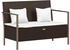 vidaXL Gartenbank 2-Sitzer mit Kissen Braun Poly Rattan (364113) braun