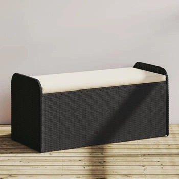 vidaXL Sitzbank mit Stauraum & Kissen Schwarz 115x51x52 cm Poly Rattan (365727) schwarz
