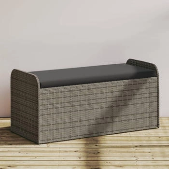 vidaXL Sitzbank mit Stauraum & Kissen Grau 115x51x52 cm Poly Rattan (365728) grau