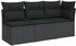 vidaXL Gartensofa mit Kissen 3-Sitzer Schwarz Poly Rattan (365987) schwarz