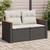 vidaXL Gartensofa mit Kissen 2-Sitzer Schwarz Poly Rattan (366020) schwarz