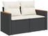 vidaXL Gartensofa mit Kissen 2-Sitzer Schwarz Poly Rattan (366020) schwarz