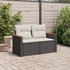 vidaXL Gartensofa mit Kissen 2-Sitzer Schwarz Poly Rattan (366020) schwarz