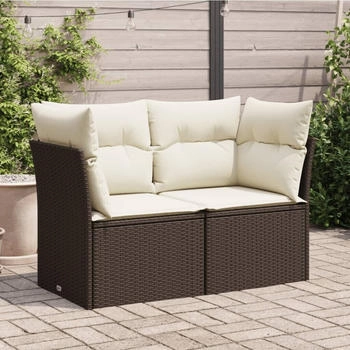 vidaXL Gartensofa mit Kissen 2-Sitzer Braun Poly Rattan (366217) braun