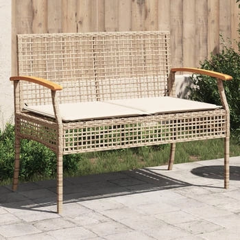 VidaXL Gartenbank Poly Rattan – Mit Kissen, Staufach Unter Sitz, Grau, Wetterfest