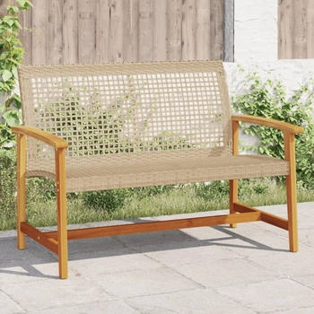 vidaXL Gartenbank Beige 112 cm Poly Rattan und Akazienholz (367600)