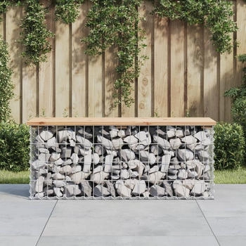 vidaXL Gartenbank aus Gabionen 103x31,5x42 cm Massivholz Kiefer (834350)
