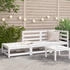 vidaXL Gartensofa mit Hocker 2-Sitzer Weiß Massivholz Kiefer (837971) weiß