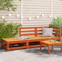 vidaXL Gartensofa mit Fu&szlig;hocker 2-Sitzer Wachsbraun Massivholz Kiefer